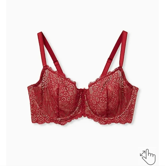 🔹DARK RED LACE UNLINED BALCONETTE BRA - Picture 2 of 7